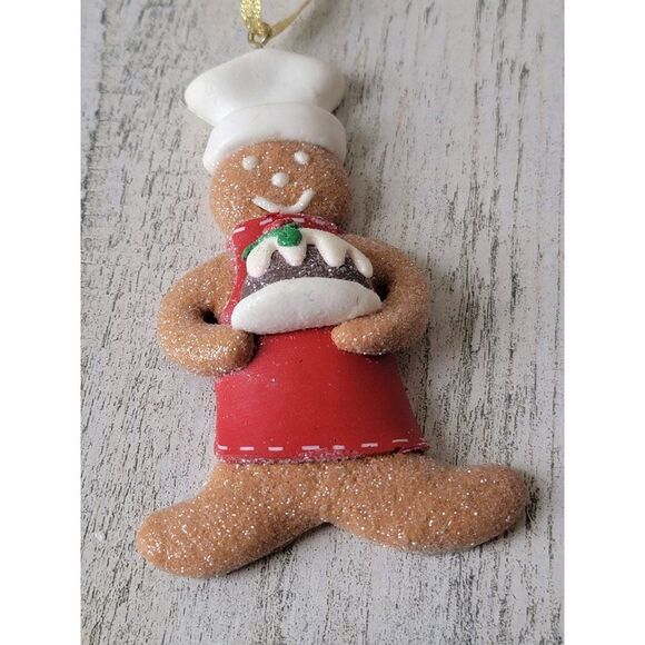 Gingerbread Glitter Chef cake baker ornament Xmas decor - Picture 1 of 4